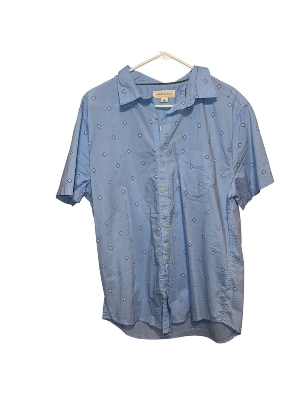 NWT Aeropostale Mens Light Blue Short-Sleeve Button-Down Shirt Size Large